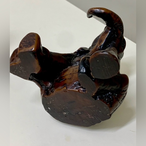 Vintage Mid Century Antique Sitting Playful Baby Elephant Figurine Statue - Picture 5 of 16